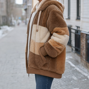 Women's Oversized Fleece Jacket | Larkhill in Caramel - Juana Fashion
