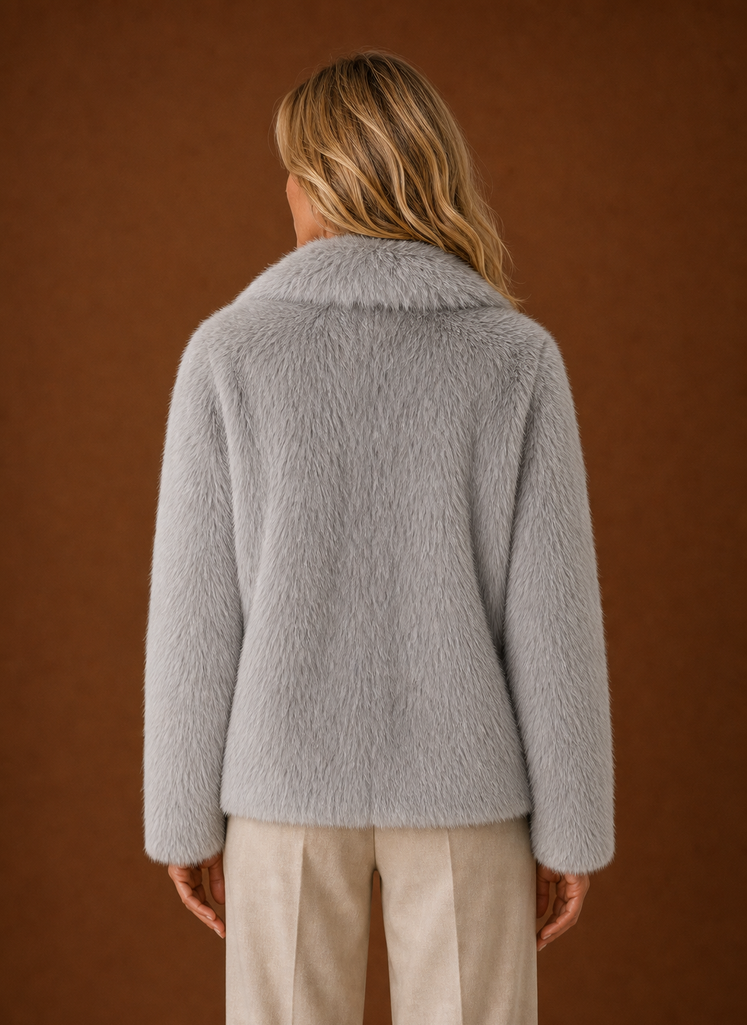 Women's Faux Fur Winter Coat | Mirella in Light Gray - Juana Fashion