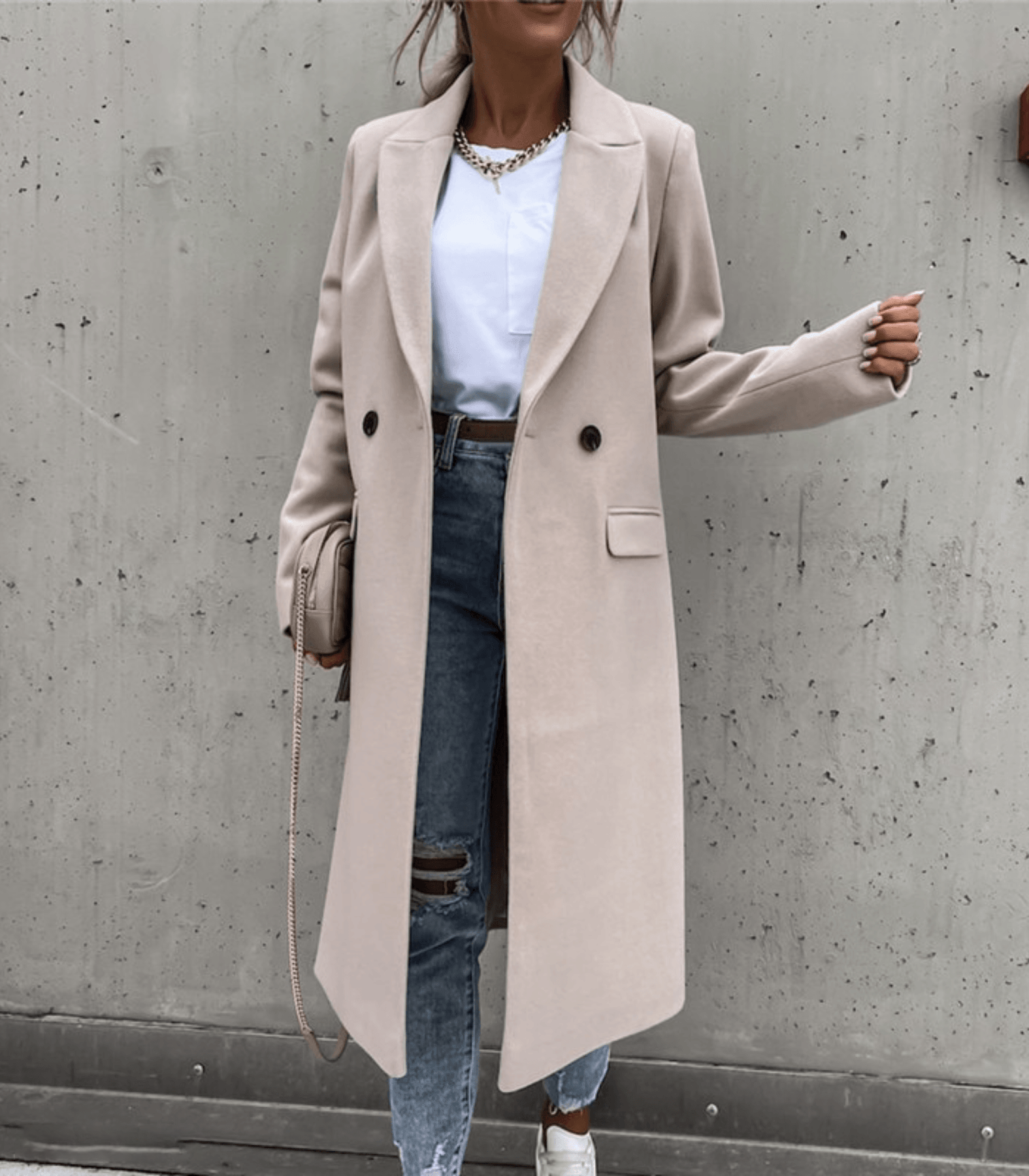 Women's Wool Button Detail Coat — View 6