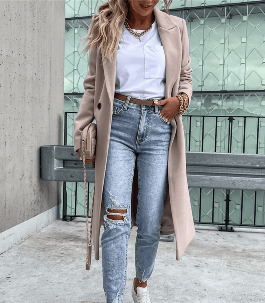 Women's Wool Button Detail Coat — View 1