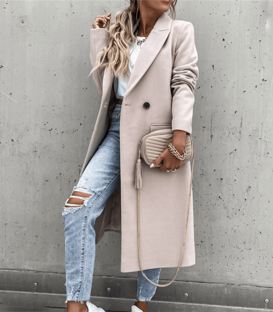Women's Wool Button Detail Coat — View 2