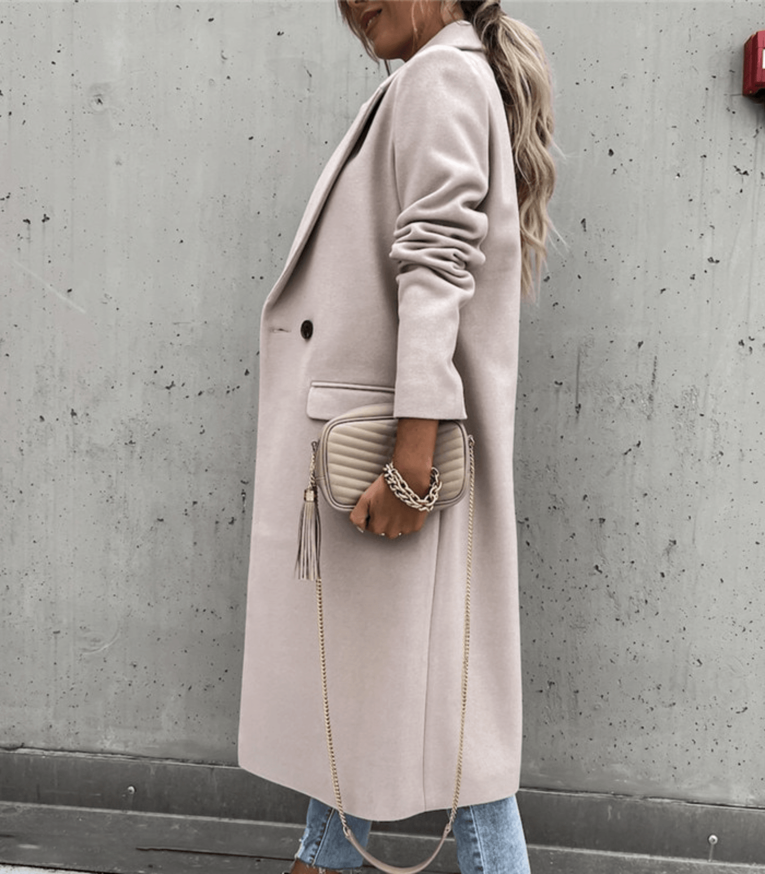 Women's Wool Button Detail Coat — View 3