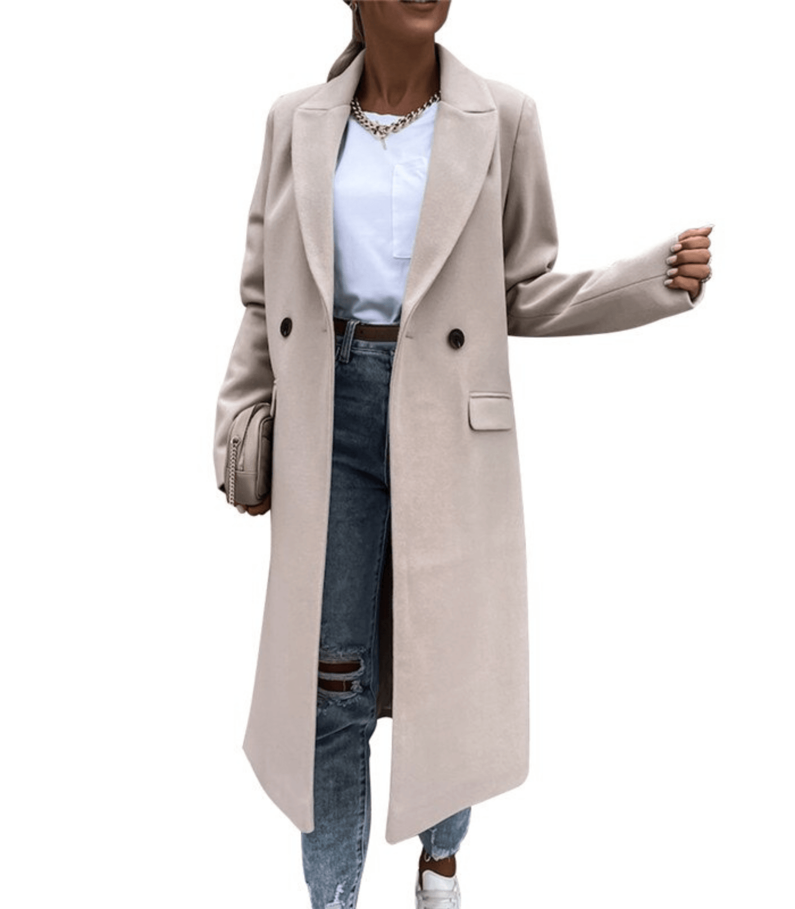 Women's Wool Button Detail Coat — View 4