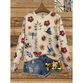Women's Floral Turtleneck Sweater — View 3