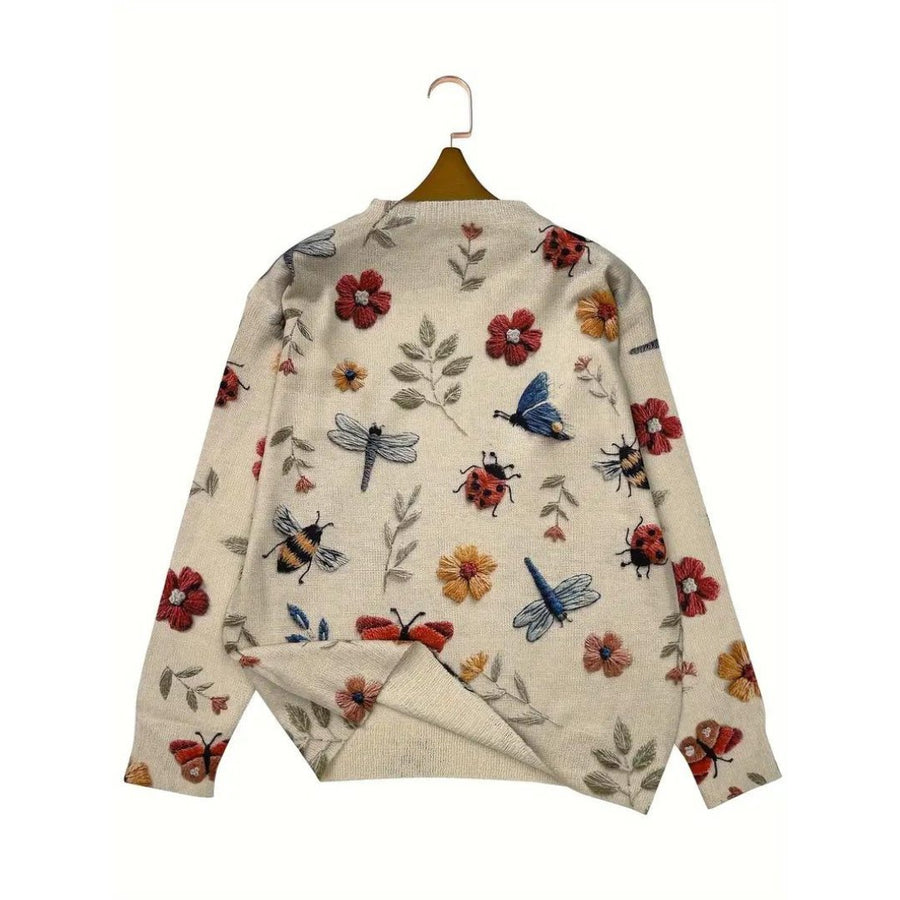 Women's Floral Turtleneck Sweater — View 2