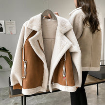 Women's Oversized Faux Shearling Coat | Helene in Beige - Juana Fashion