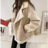 Women's Oversized Faux Shearling Coat | Helene in Beige - Juana Fashion