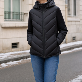 Women's Hooded Quilted Jacket | Marchmont in Black - Juana Fashion