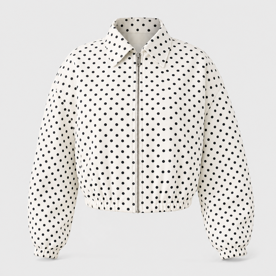 Women's Cropped Polka Dot Bomber Jacket | Margaux - Juana Fashion
