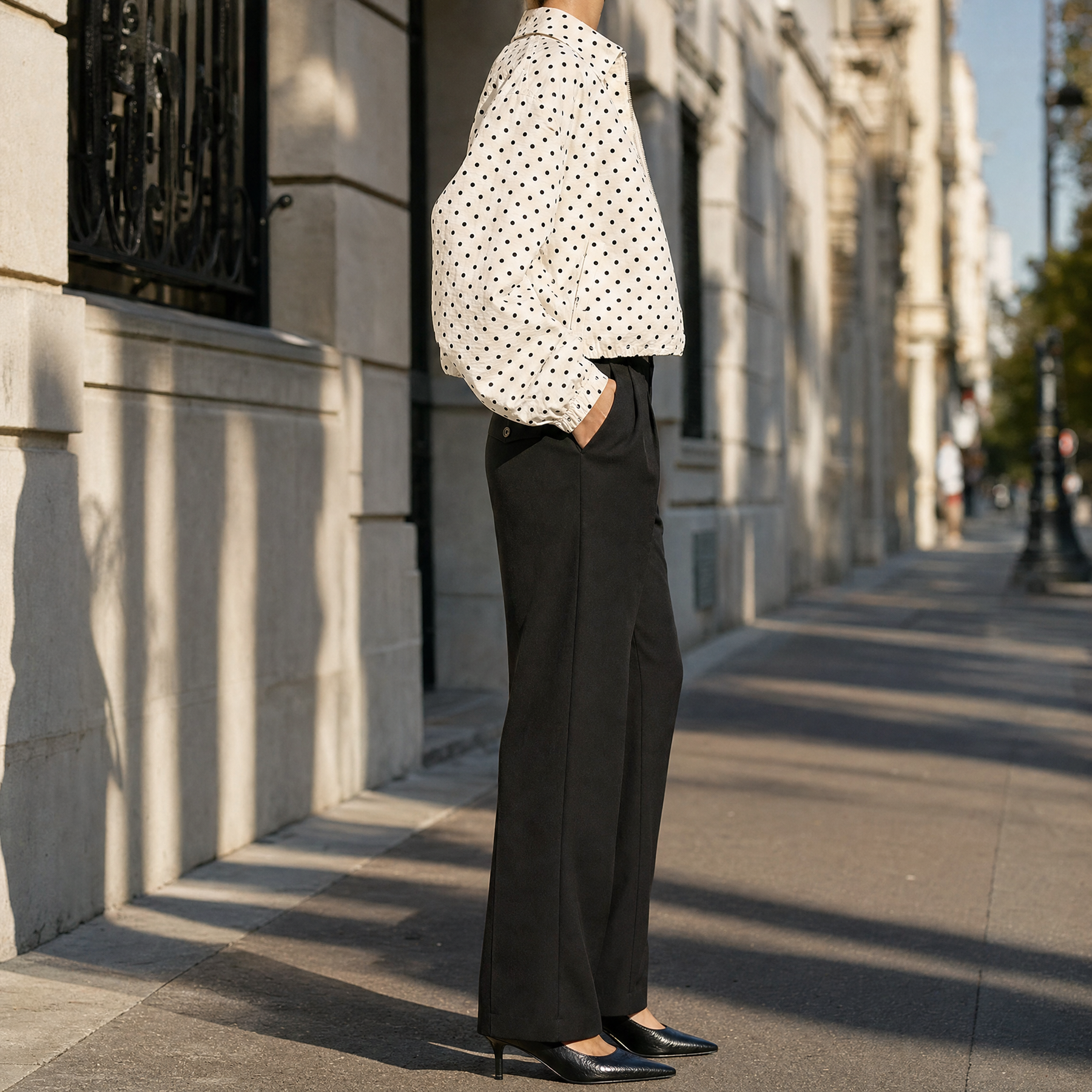 Women's Cropped Polka Dot Bomber Jacket | Margaux - Juana Fashion