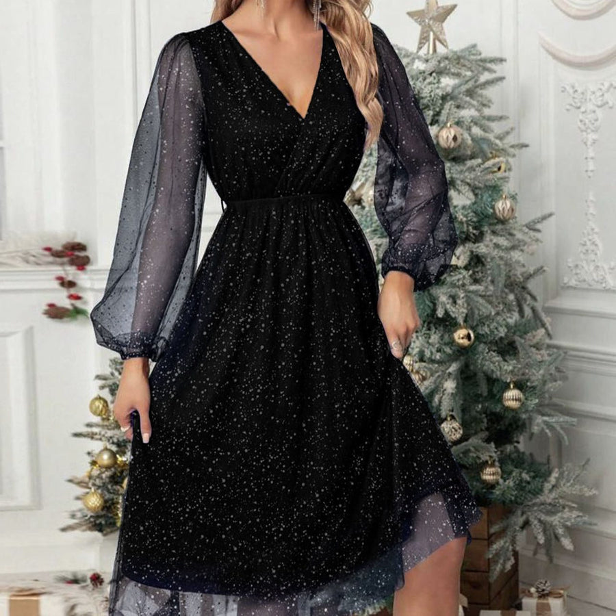 Women's Glitter Mini Party Dress with Balloon Sleeves | Marisa in Weight: S 247 g – 2XL 300 g