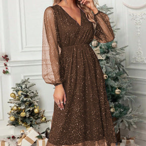 Women's Glitter Mini Party Dress with Balloon Sleeves | Marisa