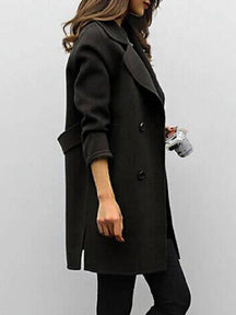 Women's Classic Winter Coat with Lapels | Anna in Olive Green - Juana Fashion