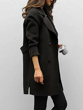 Women's Classic Winter Coat with Lapels | Anna in Olive Green - Juana Fashion