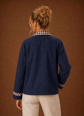 Women's Plaid Collared Jacket | Bianca in Dark Green - Juana Fashion
