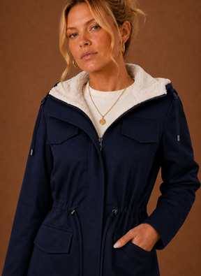 Women's Long Hooded Parka with Fleece Lining | Eleonora - Juana Fashion