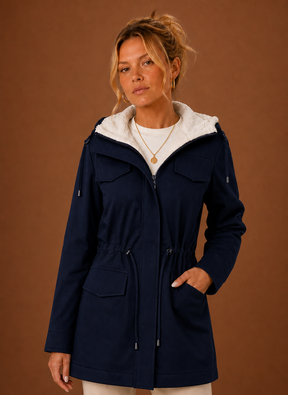 Women's Long Hooded Parka with Fleece Lining | Eleonora - Juana Fashion