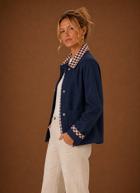 Women's Plaid Collared Jacket | Bianca in Dark Green - Juana Fashion