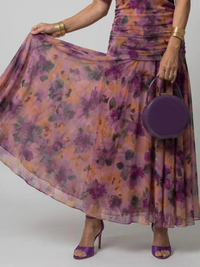 Women's Floral Ruched Maxi Wedding Guest Dress | Nicole