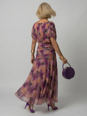 Women's Floral Ruched Maxi Wedding Guest Dress | Nicole