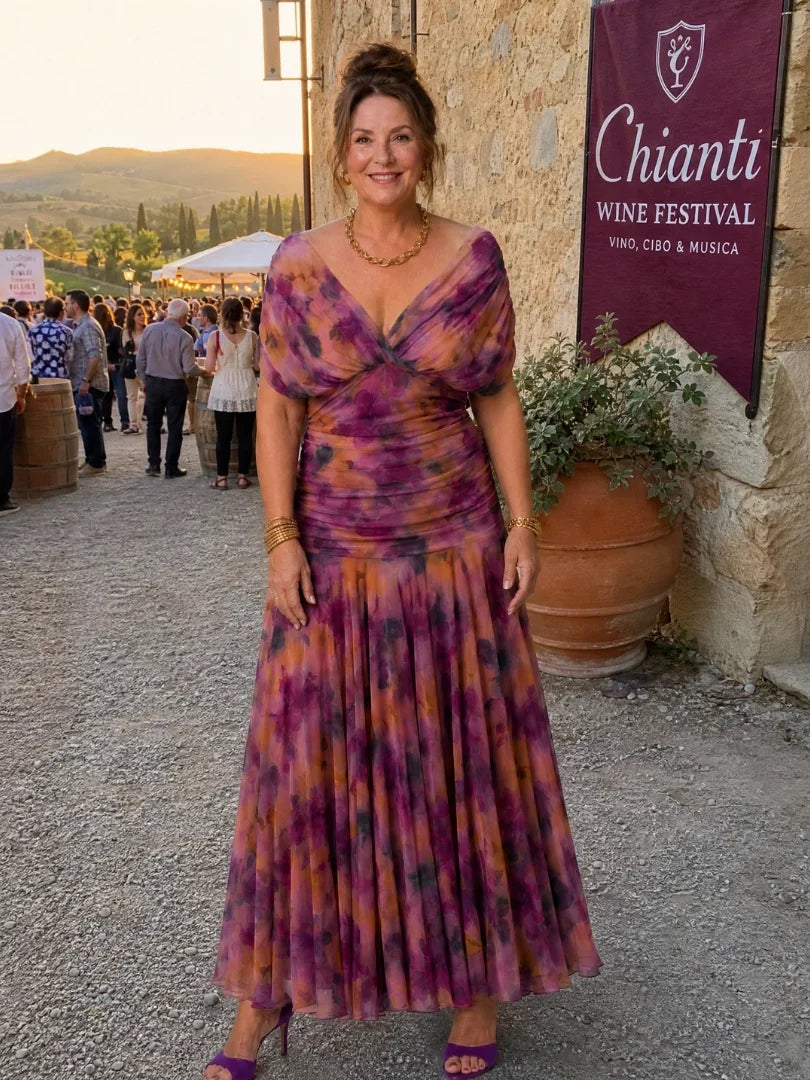 Women's Floral Ruched Maxi Wedding Guest Dress | Nicole