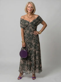 Women's Floral Ruched Maxi Wedding Guest Dress | Nicole in MultiColor