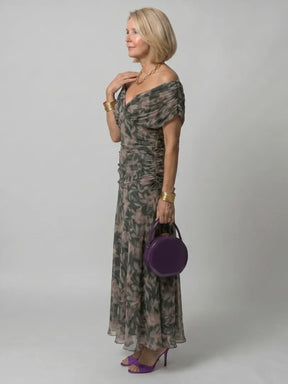 Women's Floral Ruched Maxi Wedding Guest Dress | Nicole