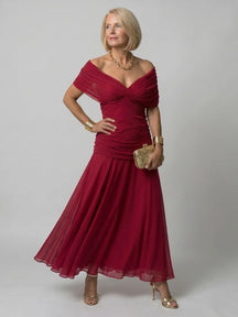 Women's Floral Ruched Maxi Wedding Guest Dress | Nicole in Red