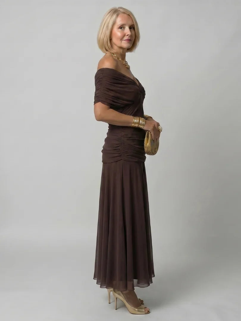 Women's Floral Ruched Maxi Wedding Guest Dress | Nicole