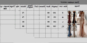 Size chart for Women's Off-Shoulder Sequin Maxi Evening Dress | Sylviane