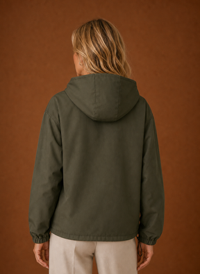 Women's Lightweight Hooded Windbreaker | Carlotta in Olive - Juana Fashion
