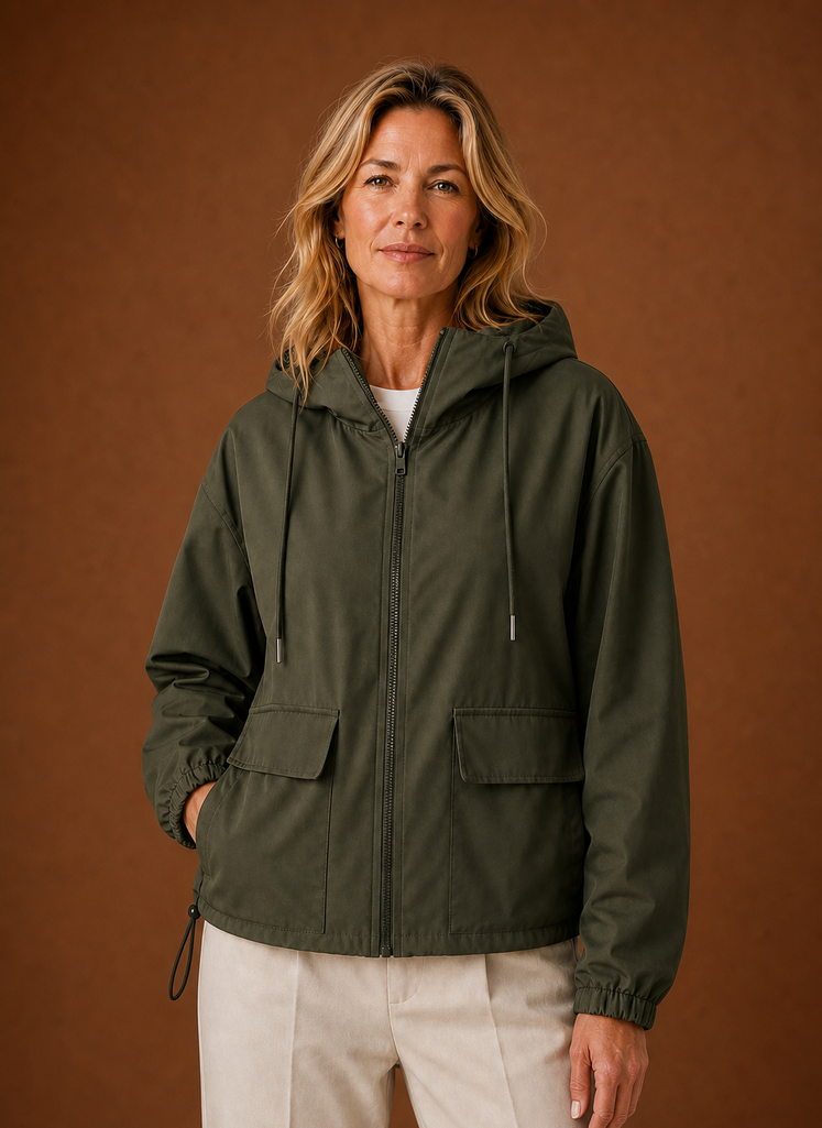 Women's Lightweight Hooded Windbreaker | Carlotta in Black - Juana Fashion