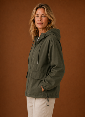 Women's Lightweight Hooded Windbreaker | Carlotta in Black - Juana Fashion