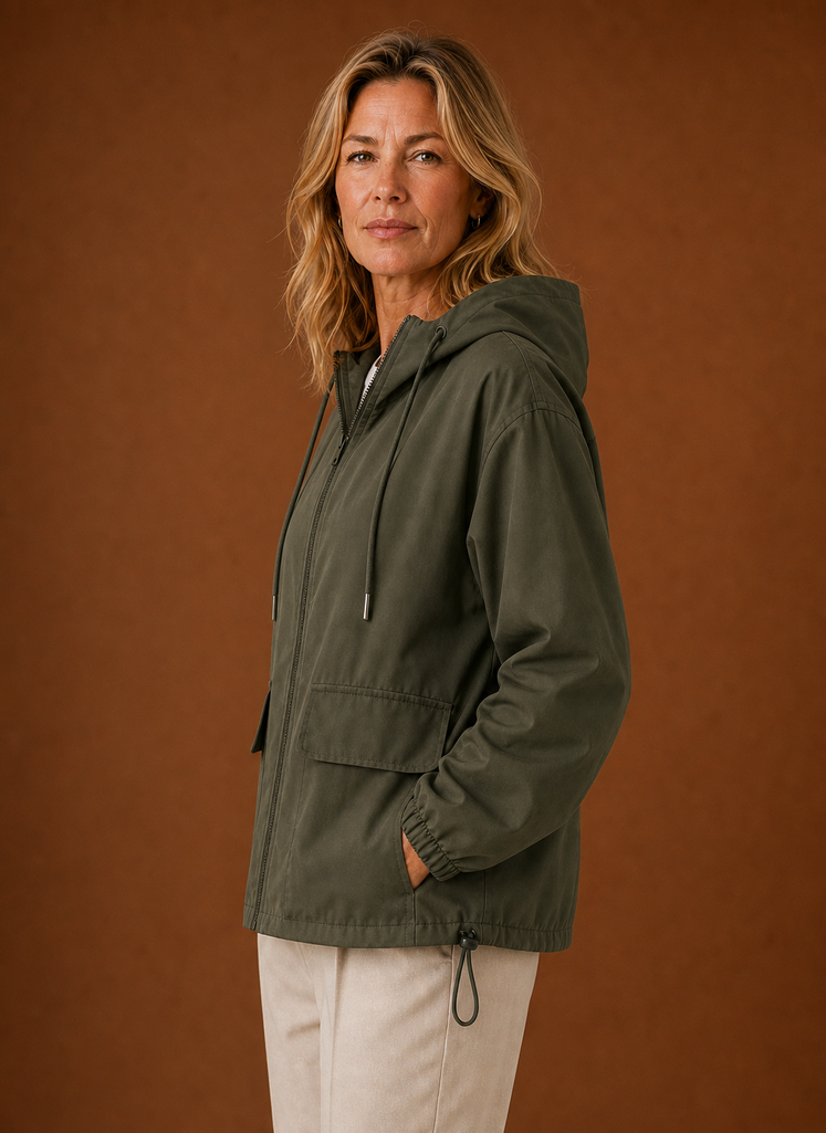 Women's Lightweight Hooded Windbreaker | Carlotta in Black - Juana Fashion
