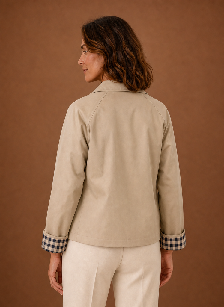 Women's Lightweight Button-Front Jacket | Noemi in Beige - Juana Fashion