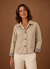 Women's Lightweight Button-Front Jacket | Noemi in Beige - Juana Fashion