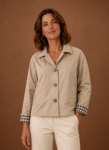 Women's Lightweight Button-Front Jacket | Noemi in Beige - Juana Fashion