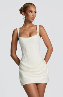 Women's Square-Neck Corset Mini Party Dress | Patricia in White