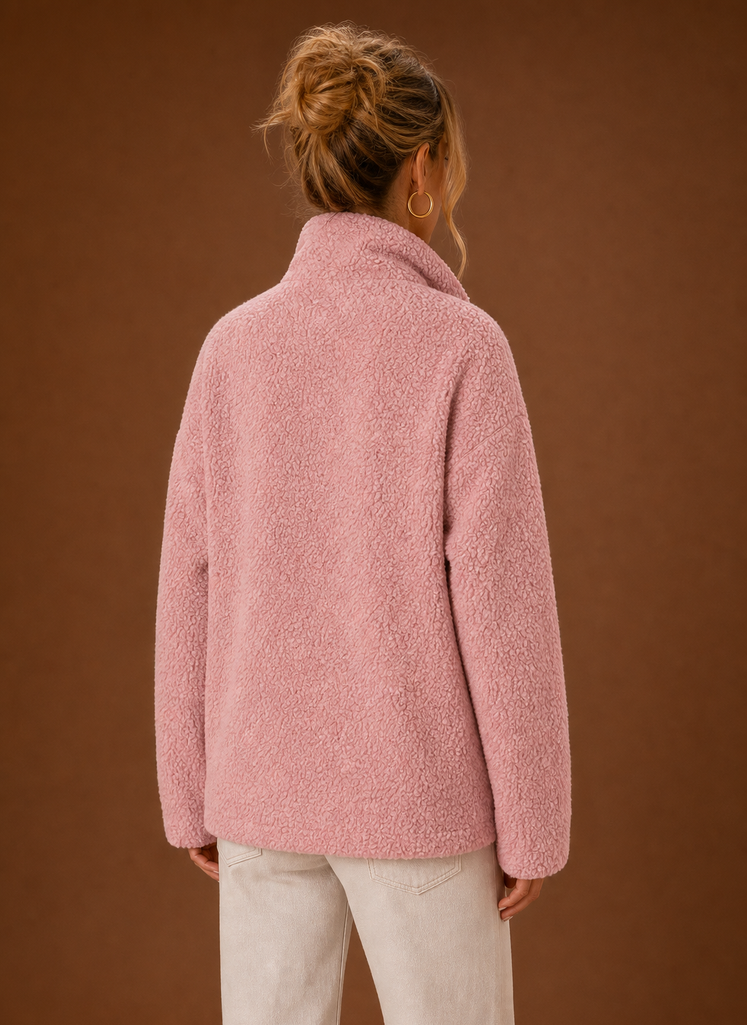 Women's Sherpa Zip-Up Jacket | Natalia in Pink - Juana Fashion