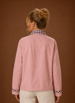 Women's Plaid Collared Jacket | Bianca in Navy - Juana Fashion