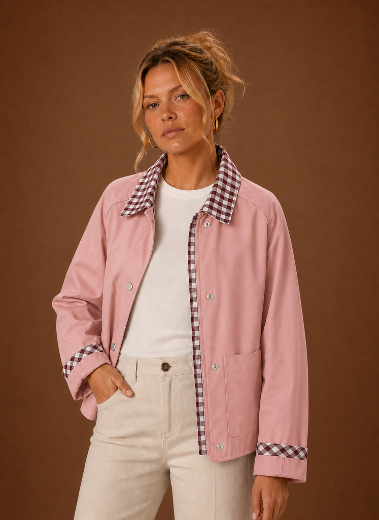 Women's Plaid Collared Jacket | Bianca in White - Juana Fashion
