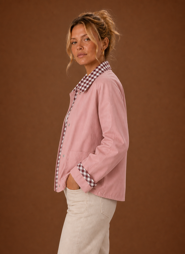Women's Plaid Collared Jacket | Bianca in Navy - Juana Fashion