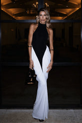 Women's Colorblock Halter Bodycon Maxi Party Dress | Pippa