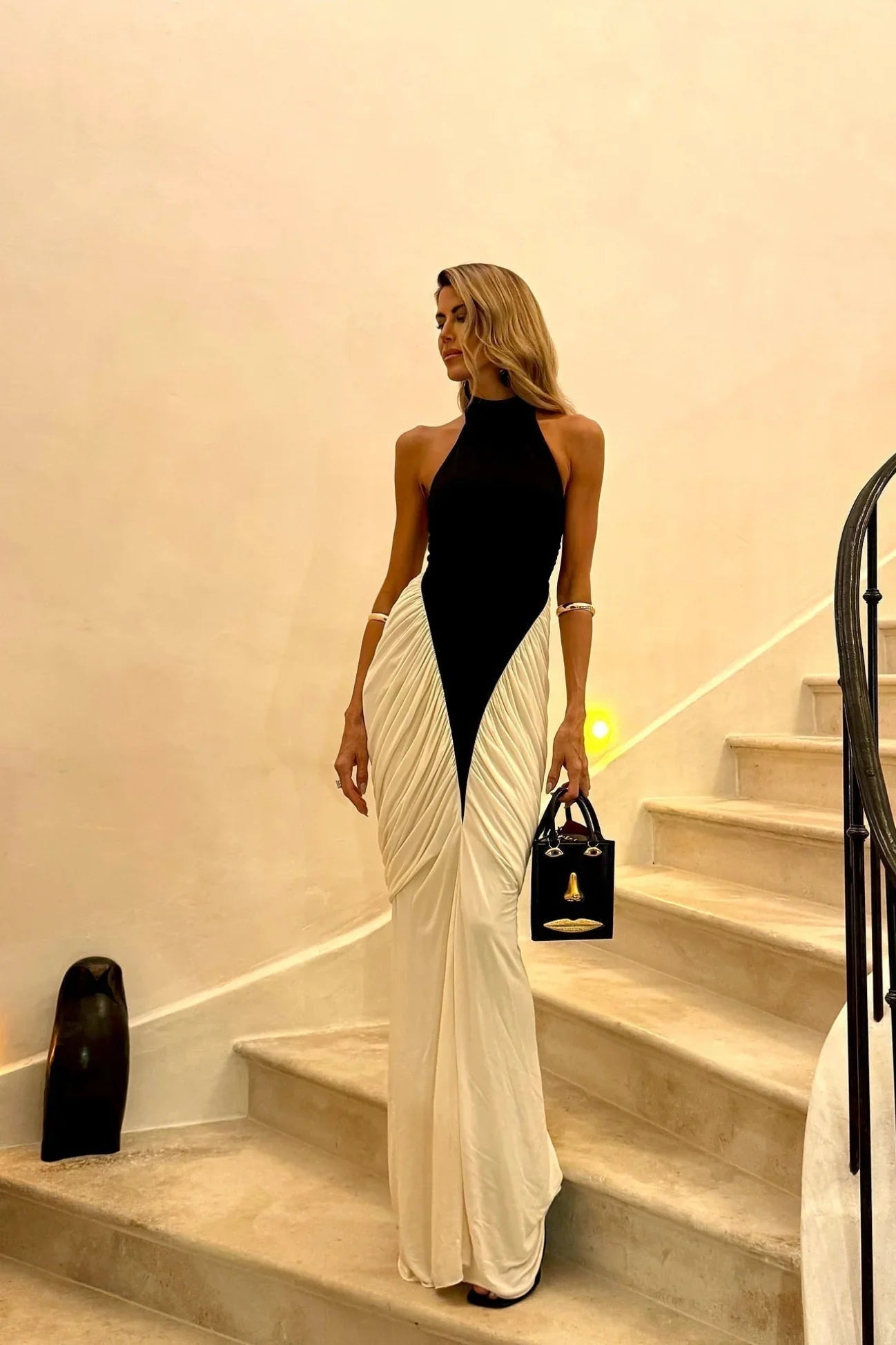 Women's Colorblock Halter Bodycon Maxi Party Dress | Pippa