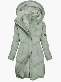 Women's Long Hooded Faux Fur Coat | Emma in Green - Juana Fashion