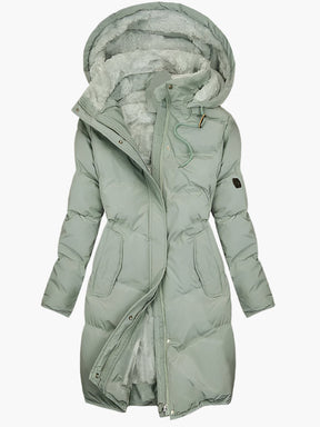Women's Long Hooded Faux Fur Coat | Emma in Green - Juana Fashion