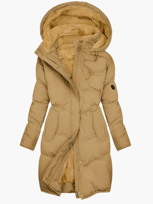 Women's Long Hooded Faux Fur Coat | Emma in Green - Juana Fashion