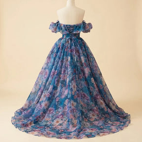 Women's Off-Shoulder Floral Corset Maxi Prom Dress | Poppy