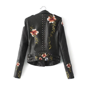 Women's Floral Leather Look Jacket — View 1