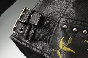 Women's Floral Leather Look Jacket — View 3